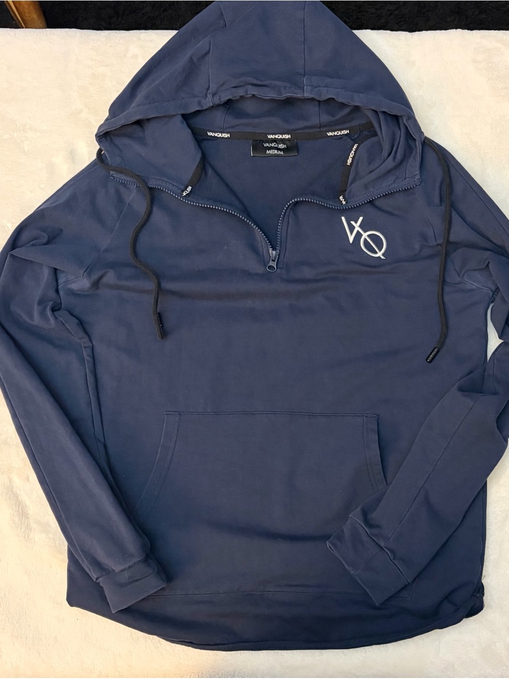 VANQUISH Men's Navy Quarter-Zip Hoodie Sweatshirt